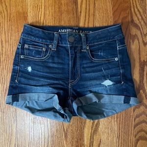 AEO Hi-Rise Shortie Distressed Jean Shorts